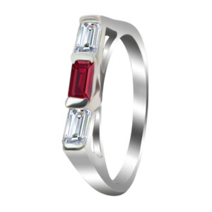 14K White Gold 0.20ctw Diamond and Ruby Ring - Image 1