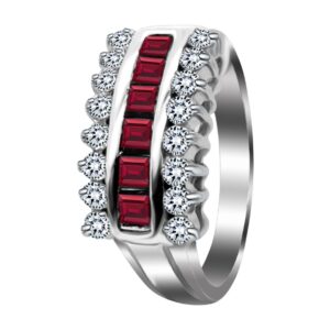 14K White Gold 0.48ctw Diamond and Ruby Ring - Image 1