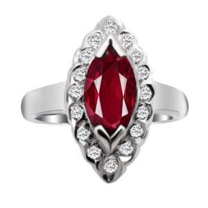 14K White Gold 0.24 ctw Diamond and Ruby Ring - Image 1