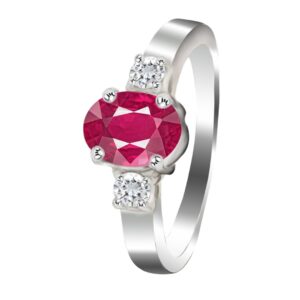 14K 0.15ct Diamond and Ruby Ring - Image 1