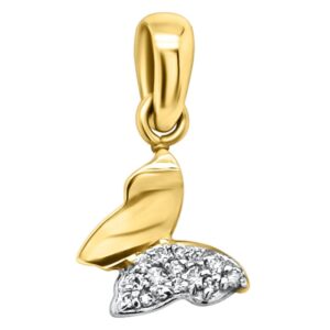 14K 0.10ct Diamond Butterfly Pendant - Image 1