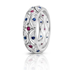 18K Sapphire and Ruby Women's Ring - Image 1