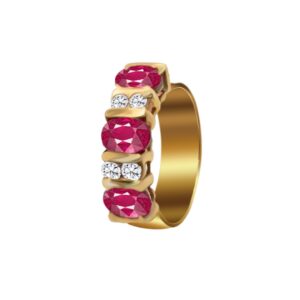14K 0.21ct Diamond and Ruby Ring - Image 1
