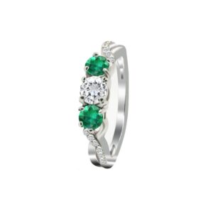 10K 0.25ct Diamond and Emerald Ring - Image 1