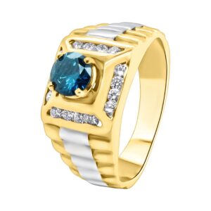 14K 0.30ct Blue Dimond Men's Ring - Image 1