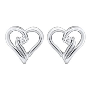 10K 0.04ct Diamond Heart Shaped Earrings - Image 1