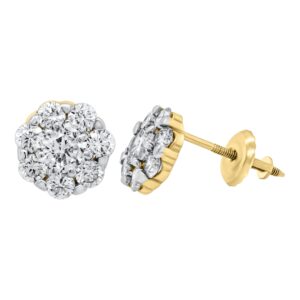 14K 1.25ct Diamond Flower Earrings - Image 1