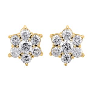 14K 1.27ct Diamond Flower Earrings - Image 1