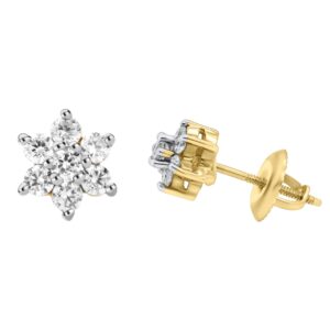 14K 0.31ct Diamond Flower Earrings - Image 1