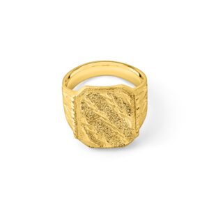 22K Textured Gold Signet Ring - Image 2