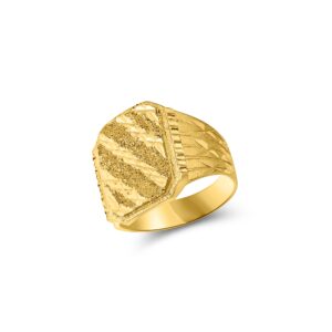 22K Textured Gold Signet Ring - Image 1
