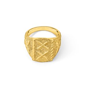 22K Carved Cross Texture Ring - Image 2