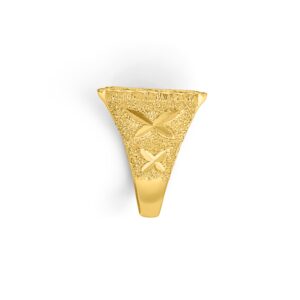 22K Carved Cross Texture Ring - Image 3