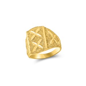 22K Carved Cross Texture Ring - Image 1