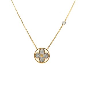 14K Circle Design Diamond Necklace - Image 1
