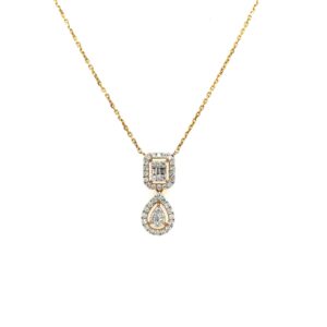 14K Twin Drop Diamond Necklace – Classic Diamond