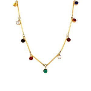 22K Navaratna Charm Necklace - Image 1